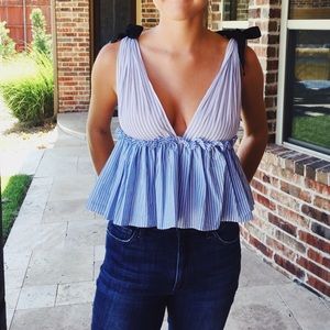 Blue & White Striped Tank Top